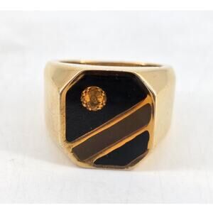 MCM 14k Gold Plated Signet Ring Sz 7.75